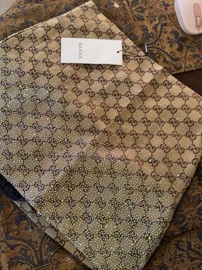 Others Follow Beige GG Monogram Crystal-Studded Phone Case